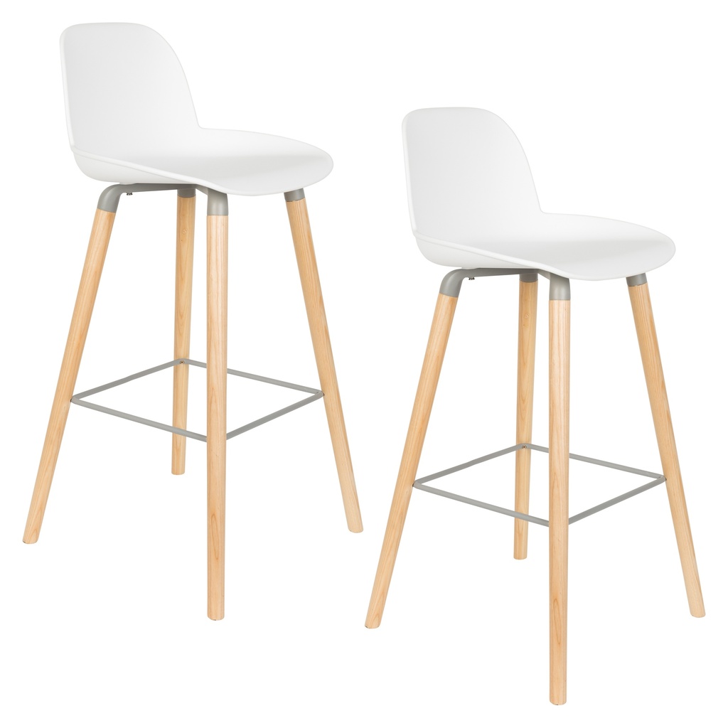 [10122873] Zuiver Albert Kuip Bar Stools - Set of 2 (White)